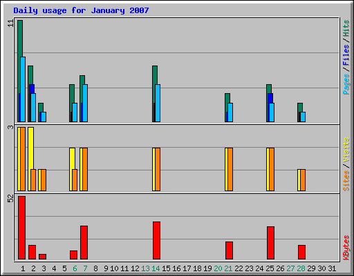 Daily usage for January 2007