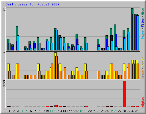 Daily usage for August 2007