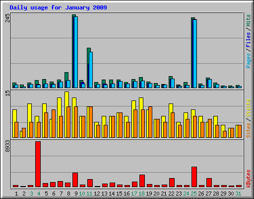 Daily usage for January 2009