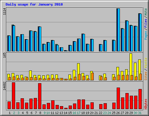 Daily usage for January 2010