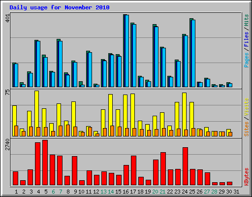 Daily usage for November 2010