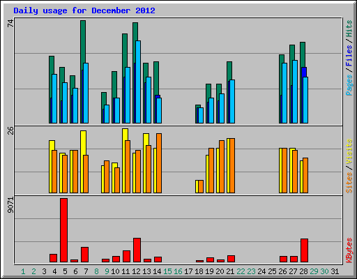 Daily usage for December 2012