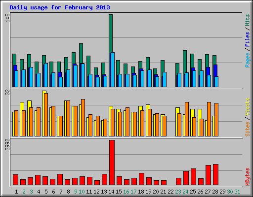 Daily usage for February 2013