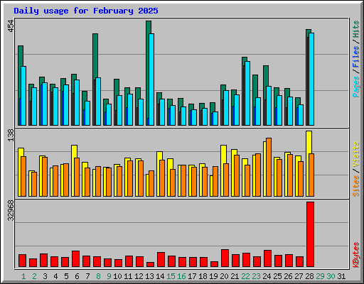 Daily usage for February 2025