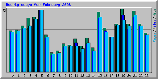 Hourly usage for February 2008