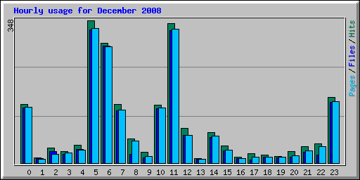 Hourly usage for December 2008