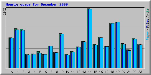 Hourly usage for December 2009