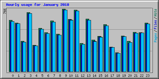 Hourly usage for January 2010