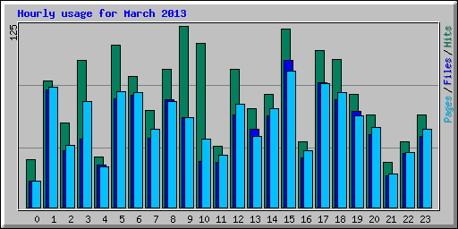 Hourly usage for March 2013