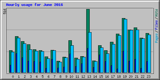 Hourly usage for June 2016