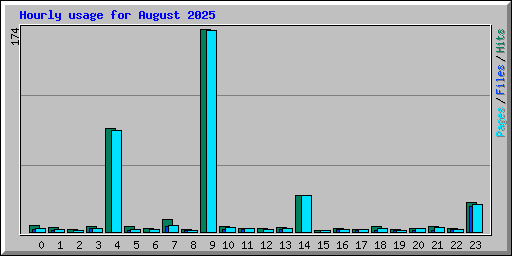 Hourly usage for August 2025